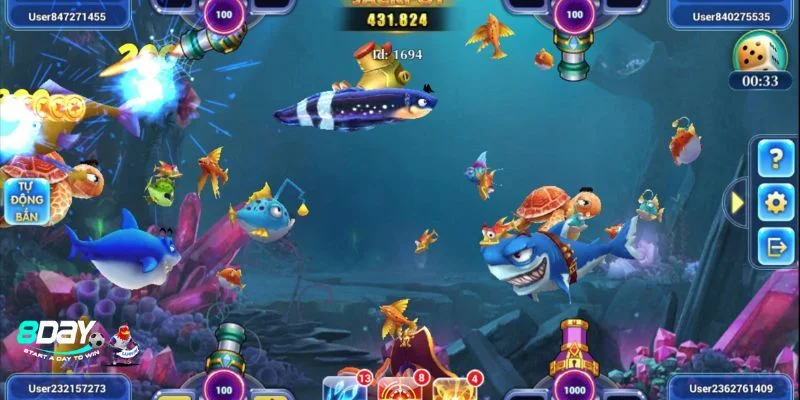 Bàn chơi bắn cá 3D tại 8DAY muốn chinh phục cần có kinh nghiệm. 