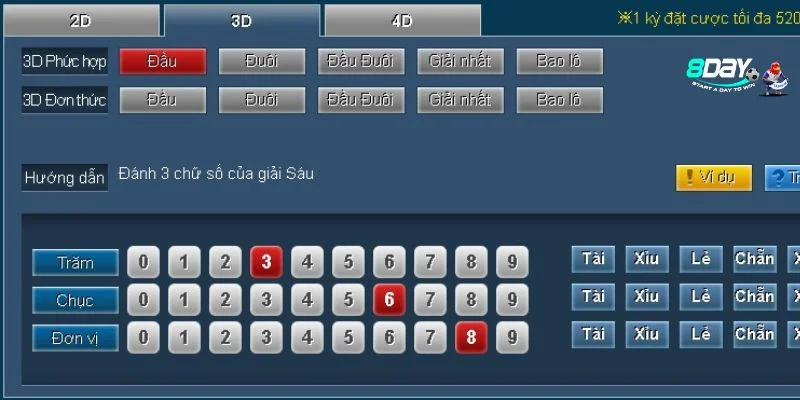 Cách chơi lô 3D có rất nhiều thể thức.